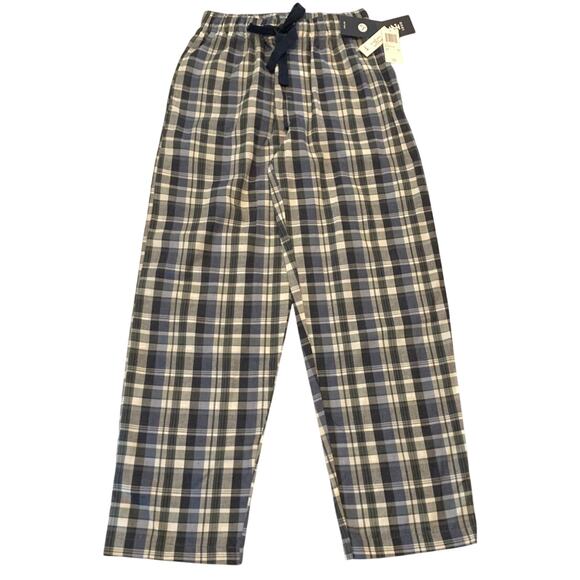 Bundle of 3 - Izod Mens Pajama Pants NWT Sz. Small Blue Plaid & Stripes Pockets - Picture 3 of 16